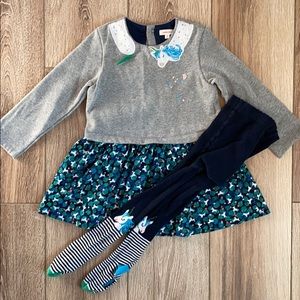 Catimini Unicorn Dress and Tight Bundle